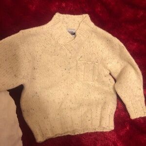 Just in NWOT Driving Force Cream V neck  sweater for baby with front pocket